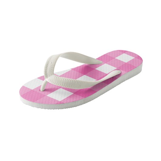 Kinder roze en witte buffels Teenslippers controle (Schuin)