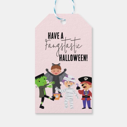 Kinder 'Roze Halloween Kostuumfeest Essentials Cadeaulabel (Achterkant)