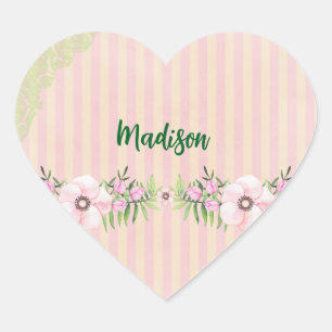 Kinder Roze Hart Naam Stickers