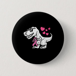 Kinder roze lint T-Rex Kinder borstkankerreclames Ronde Button 5,7 Cm