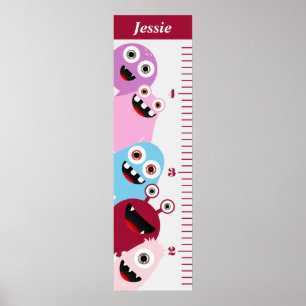 Kinder - roze - Monster - groeigrafiek Poster