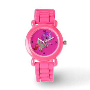 Kinder Roze riem Glitter Cute Winged Unicorn Watch Horloge