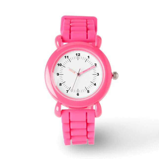 Kinder roze siliconenband - Aangepast (voeg afbeel Horloge (Voorkant)