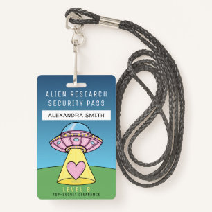 Kinder roze UFO-partij Alien Research Security Pas Badge