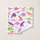 Kinder roze Waterverf Dinosaur Pattern Girls Bad Handdoek (Wasdoekje)