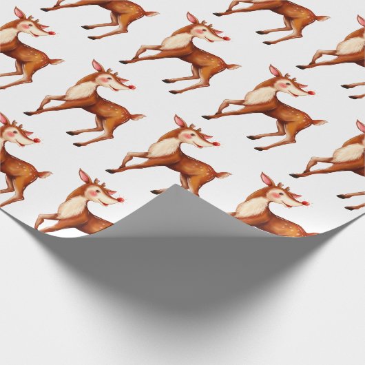 Kinder Rudolph the red nosed reinders Wrapping Pap Cadeaupapier (Hoek)
