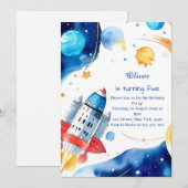 Kinder ruimte verjaardagsuitnodiging kaart (Voorkant / Achterkant)