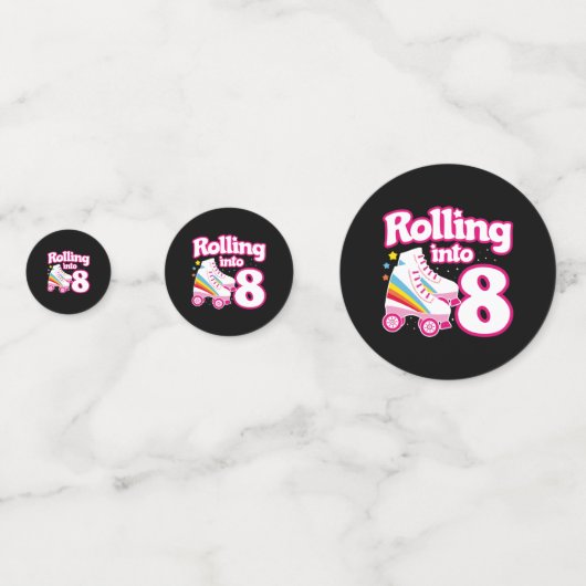 Kinder Schaats Partij - 8e verjaardag - Rollschaat Confetti (Voorkanten)