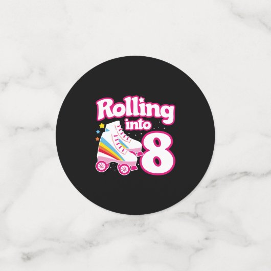 Kinder Schaats Partij - 8e verjaardag - Rollschaat Confetti (Kleine voorkant)