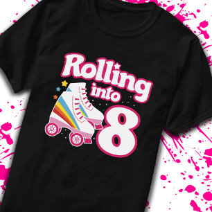 Kinder Schaats Partij - 8e verjaardag - Rollschaat T-shirt