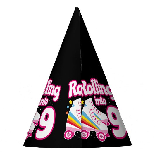 Kinder Schaats Partij - 9e verjaardag - Rollschaat Feesthoedjes (Achterkant)