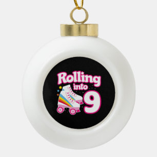 Kinder Schaats Partij - 9e verjaardag - Rollschaat Keramische Bal Ornament
