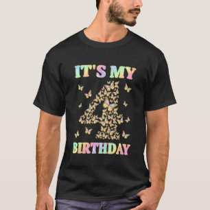 Kinder schattig 4 jaar oud meisje vlinder het is m t-shirt