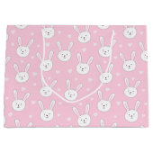 Kinder Schattige Bunny Rabbit Paasroze harten Groot Cadeauzakje (Voorkant)