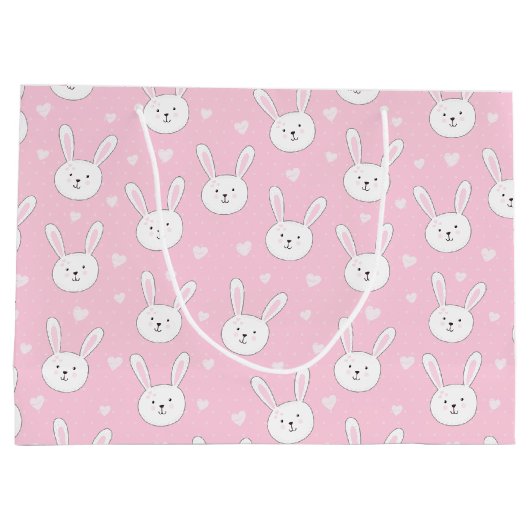 Kinder Schattige Bunny Rabbit Paasroze harten Groot Cadeauzakje (Achterkant)