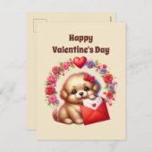 Kinder schattige Happy Valentine's Day puppy Feestdagenkaart (Voorkant / Achterkant)