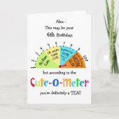 Kinder Schattige-O-Meter Grappig 6e Verjaardag Wen Kaart (Voorkant)