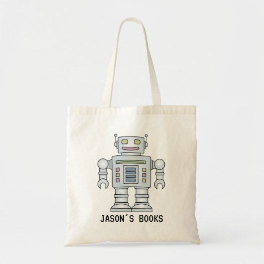 Kinder schattige robot gepersonaliseerde canvas ta tote bag (Voorkant)