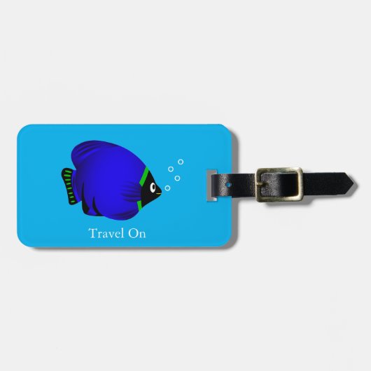 Kinder Schattigee blauwe vis Bagagelabel (Voorkant horizontaal)