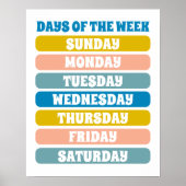 Kinder Schattigee dagen van de week leren kinderda Poster (Voorkant)