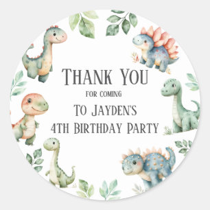 Kinder Schattigee dinosaurus thema verjaardagsfees Ronde Sticker