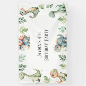 Kinder Schattigee dinosaurus thema verjaardagsfees Spandoek (Verticaal)