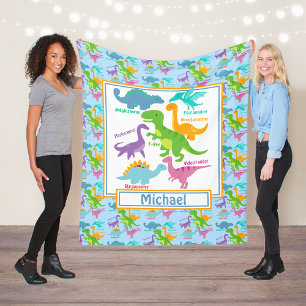 Kinder Schattigee dinosaurussen en namen blauw Fleece Deken