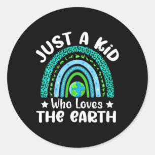 Kinder Schattigee Earth Day Boys Rainbow redden de Ronde Sticker