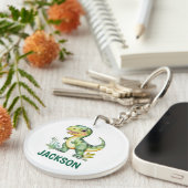 Kinder Schattigee gepersonaliseerde dinosaurus Sleutelhanger (Voorkant Rechts)