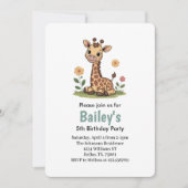 Kinder Schattigee Giraffe Oerwoud Verjaardagsfeest Kaart (Voorkant)