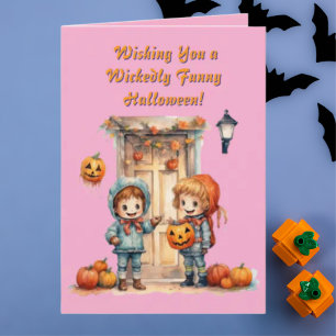 Kinder Schattigee Grappige moderne foto Halloween  Kaart