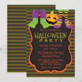 Kinder Schattigee Halloween-feestuitnodigingen Kaart (Voorkant / Achterkant)