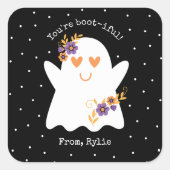 Kinder Schattigee Halloween Ghost Square Sticker (Voorkant)
