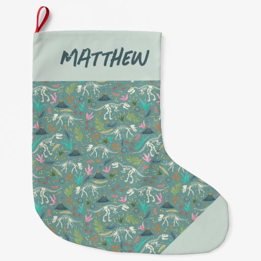 Kinder Schattigee Jurassic Dinosaur Fossil Boys Grote Kerstsok (Voorkant)