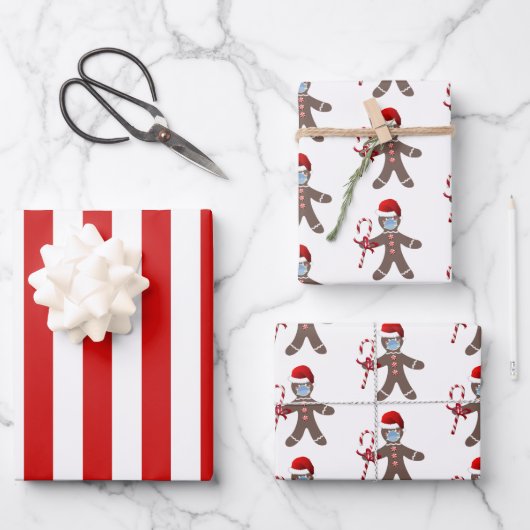 Kinder Schattigee Kerst Gingerbread Man Pattern Inpakpapier Vel (Voorkant)