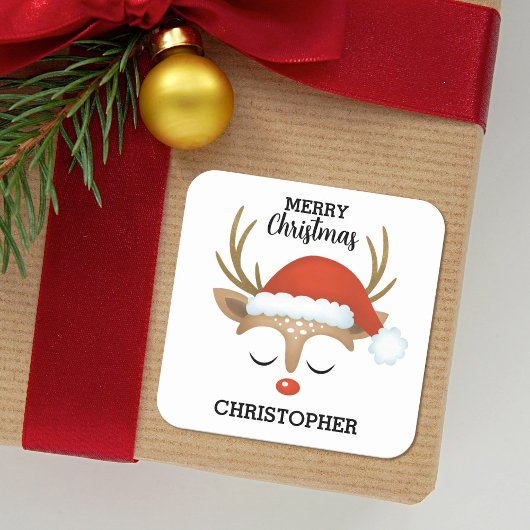 Kinder Schattigee kerst rendieren Vierkante Sticker