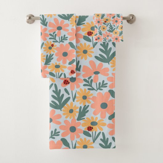 kinder Schattigee Ladybug Polka dot Daisy Flower P Bad Handdoek (Insitu)