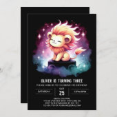 Kinder Schattigee leeuwenverjaardag Kaart (Voorkant / Achterkant)