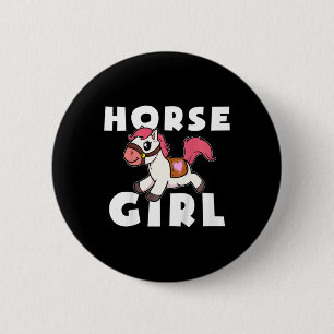 Kinder Schattigee Paard Meisje Pony Maid Gallop Ri Ronde Button 5,7 Cm
