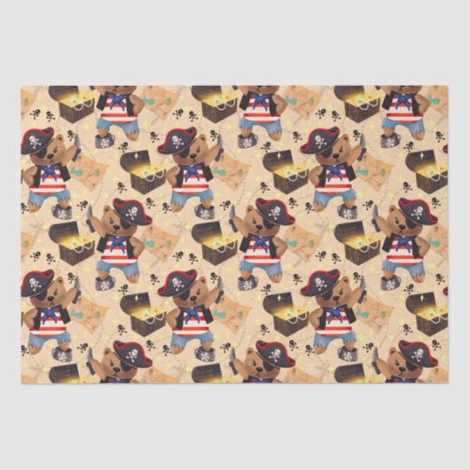 Kinder Schattigee Piraten Beer Tissuepapier (Voorkant)