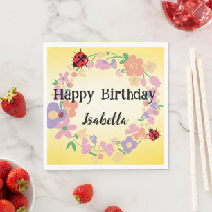 Kinder Schattigee Polka dot Ladybug Spring Flower Servet