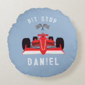 Kinder Schattigee raceauto blauw Rond Kussen (Voorkant)