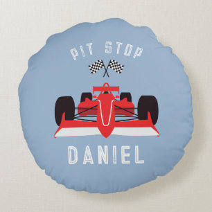 Kinder Schattigee raceauto blauw Rond Kussen