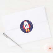 Kinder Schattigee Raket Monogram Envelop Seal Stic Ronde Sticker (Envelop)