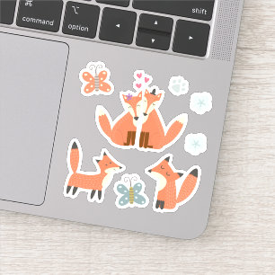 Kinder Schattigee vriendelijke vossen in liefde vl Sticker