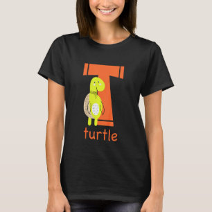 Kinder schildpad letter alfabet schattig dier jong t-shirt
