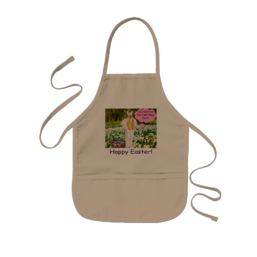 kinder schort. Fijne Pasen. klipspringer/konijn Kinder Schort (Voorkant)
