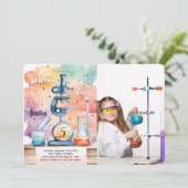 Kinder Science Birthday Foto Kaart (Staand voorkant)