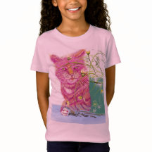 Kinder Shirt mit Katze Pfötchen in Pink. 