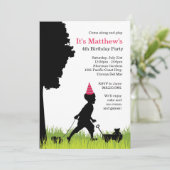 Kinder Silhouette Birthday Party Invitation Kaart (Staand voorkant)